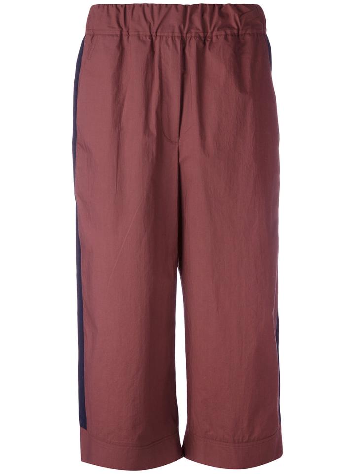 Odeeh - Flared Cropped Trousers - Women - Cotton - 38, Red, Cotton