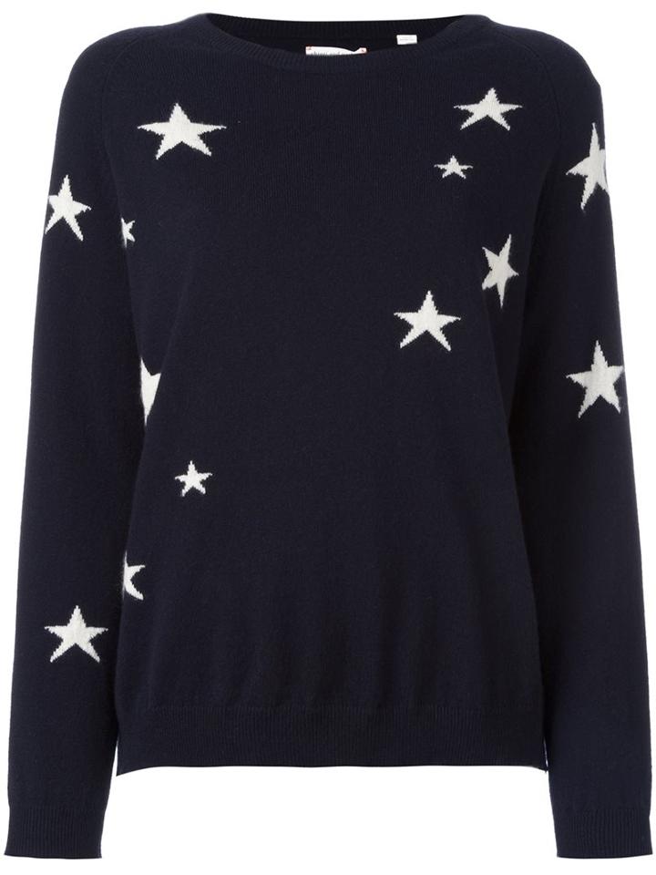 Chinti And Parker Slouchy Star Intarsia Sweater, Women's, Size: Medium, Blue, Cashmere
