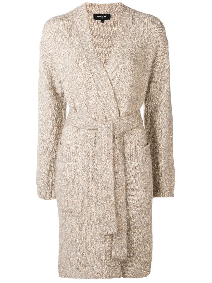 Paule Ka Belted Long Cardigan - Neutrals