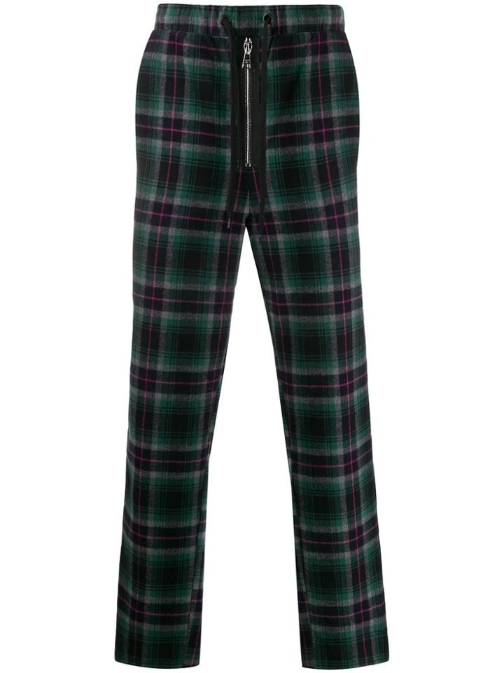 Duo Checked Elastic Waist Trousers - Green