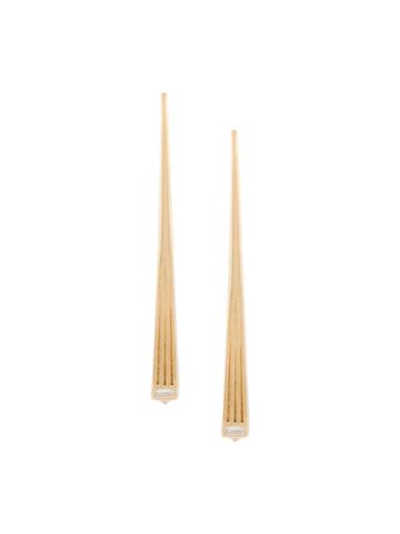 Tejen Fluted Capstone Arc Earrings, Women's, Metallic