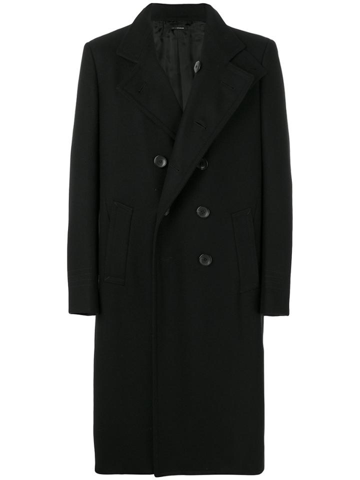 Tom Ford Double Breasted High Neck Coat - Black