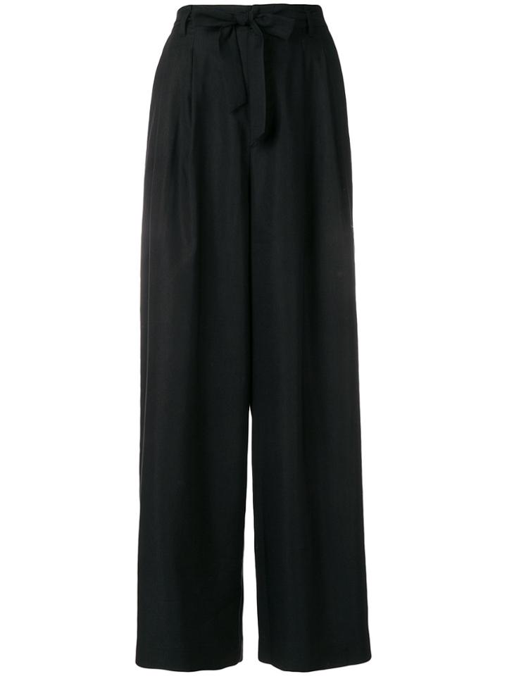 Pas De Calais Tie Waist Wide Leg Trousers - Black