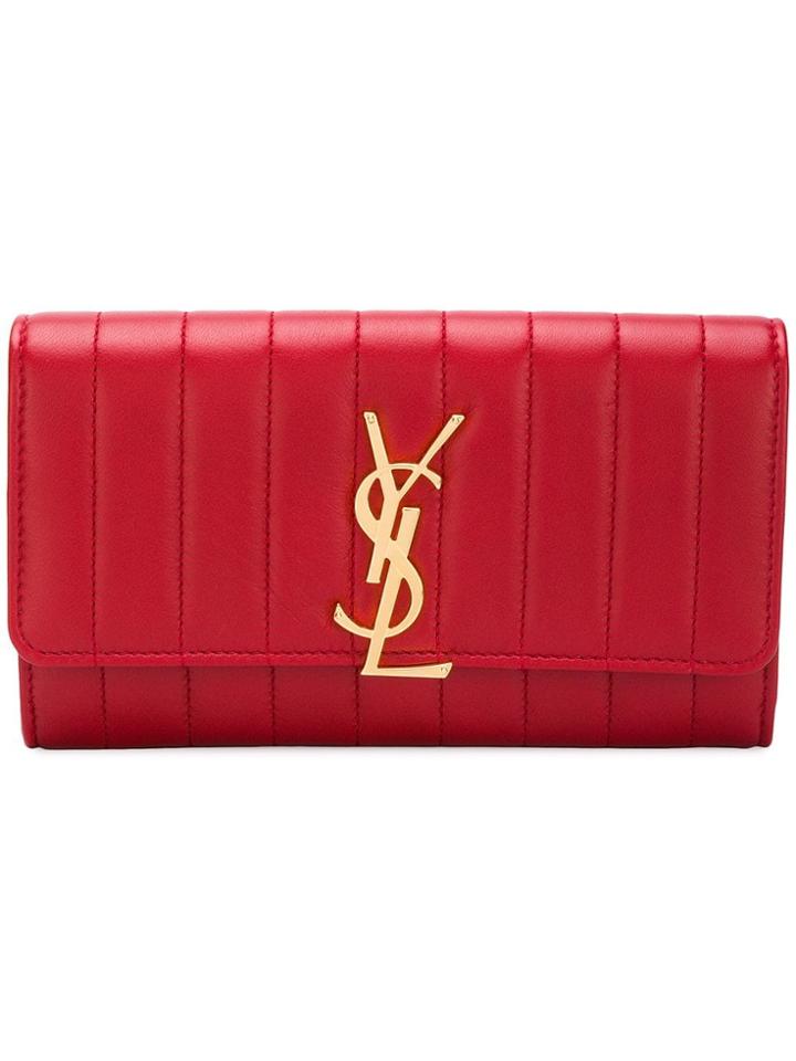 Saint Laurent Monogram Quilted Wallet - Red