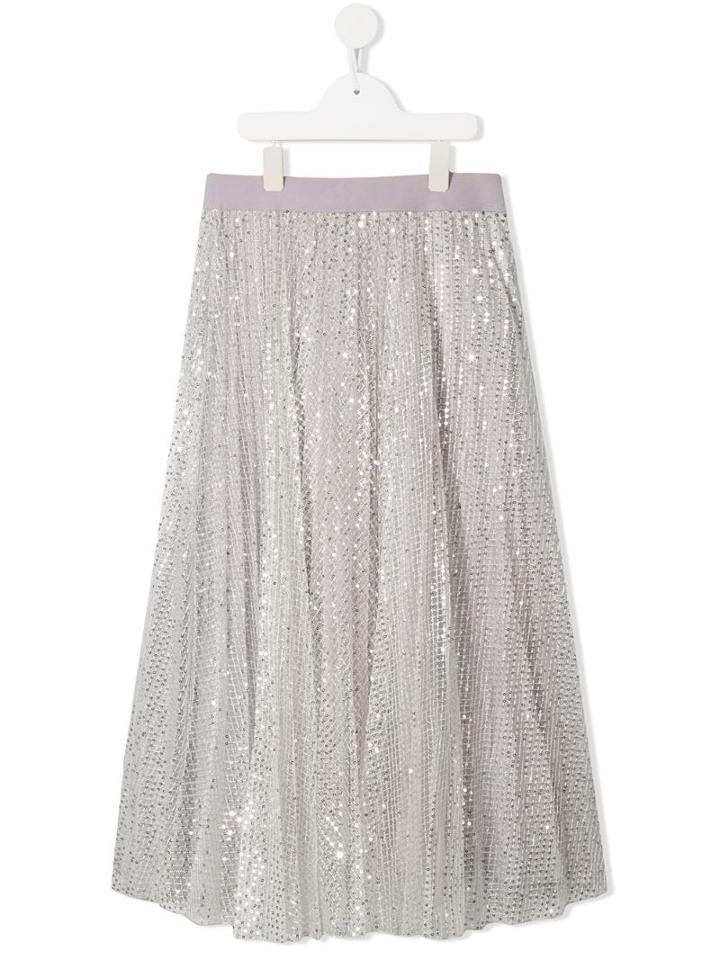 Monnalisa Long Sequin Skirt - Grey