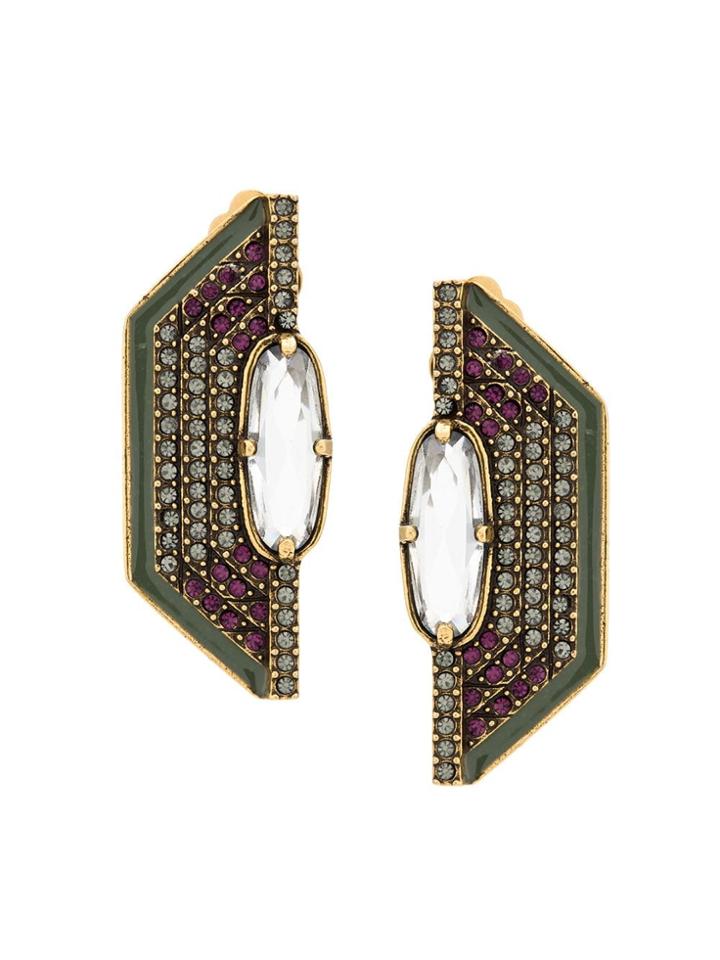 Camila Klein Baguete Strass Earrings - Gold