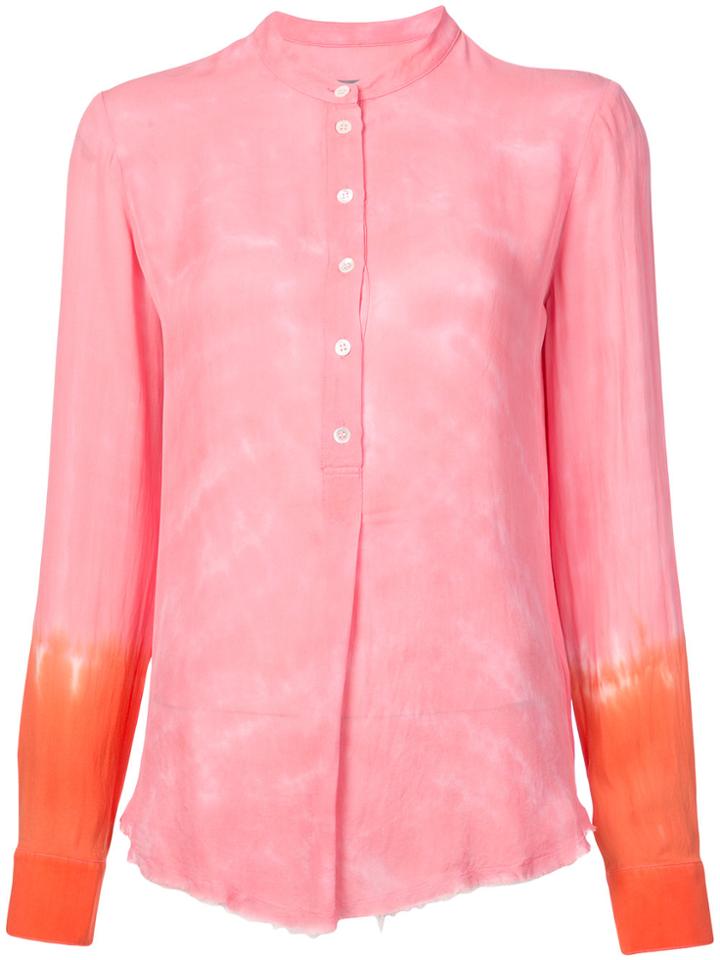 Raquel Allegra Band Collar Henley Shirt - Pink & Purple