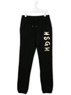 Msgm Kids Logo Print Track Pants, Girl's, Size: 14 Yrs, Black