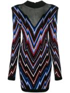 Balmain Zig-zag Knitted Dress - Black