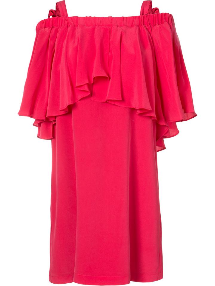 Nicole Miller Ruffle Dress, Women's, Size: Medium, Pink/purple, Silk/polyester