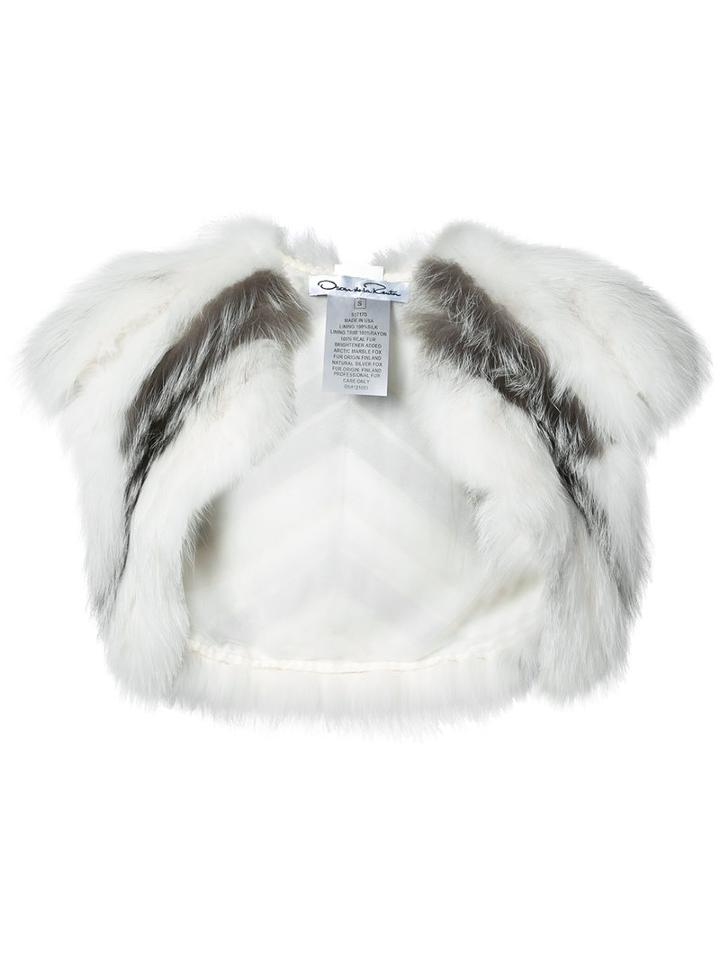 Oscar De La Renta - Open Bolero - Women - Silk/fox Fur - S, Women's, White, Silk/fox Fur