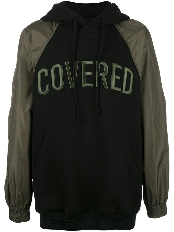 Juun.j Covered Contrast Sleeve Hoodie, Size: 38, Black, Cotton/viscose/polyester