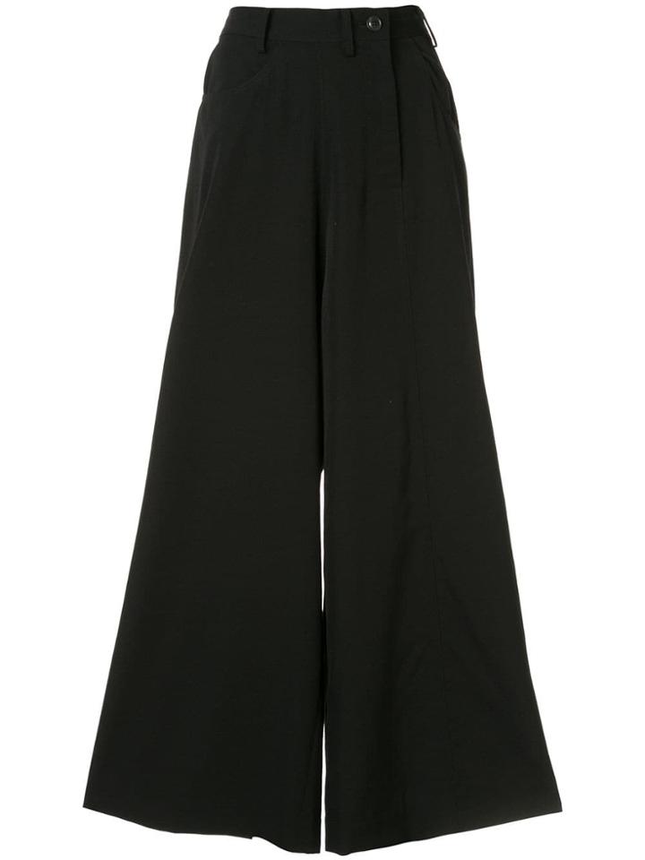 Yohji Yamamoto Asymmetric Palazzo Trousers - Black