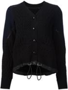 Sacai Drawstring Cardigan, Women's, Size: 1, Black, Cotton/polyester/rayon/wool