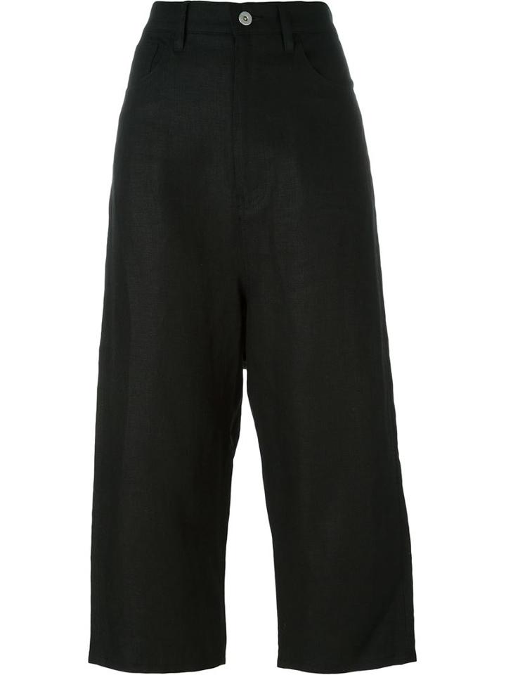 Junya Watanabe Comme Des Garçons Wide Leg Cropped Trousers, Women's, Size: L, Black, Linen/flax