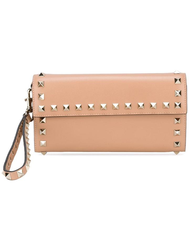 Valentino Valentino Garavani 'rockstud' Flap Wallet - Nude & Neutrals