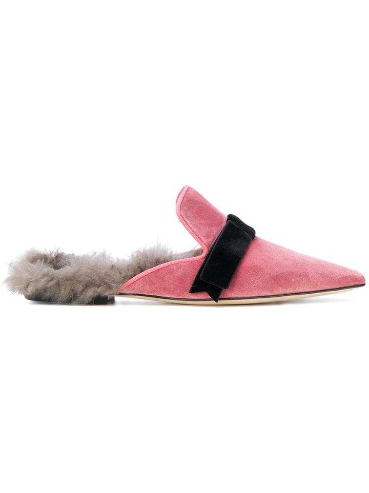 Gianna Meliani Shearling Lined Slippers - Pink & Purple