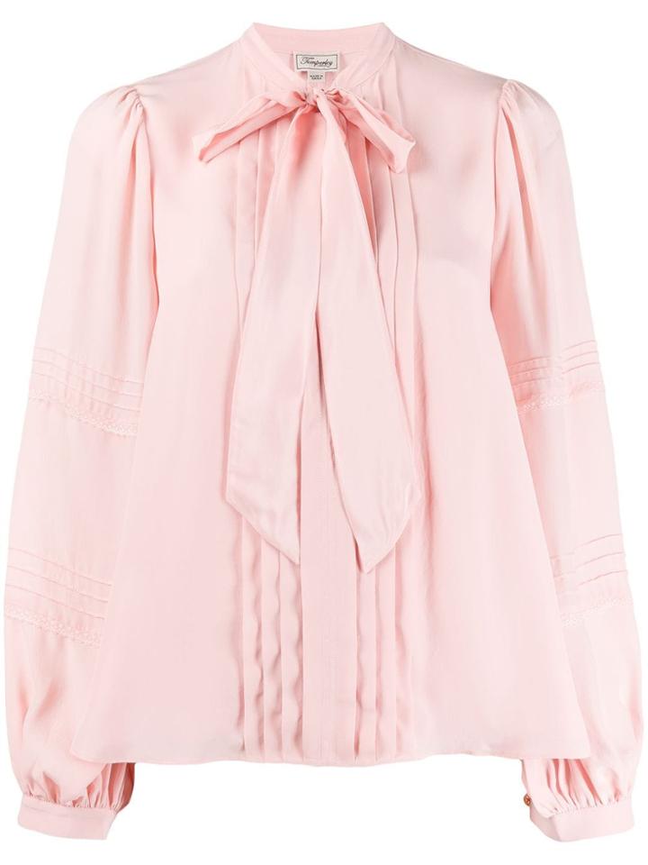 Temperley London Pleated Tie Neck Blouse - Pink