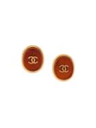 Chanel Vintage Gripoix Logo Clip-on Earrings