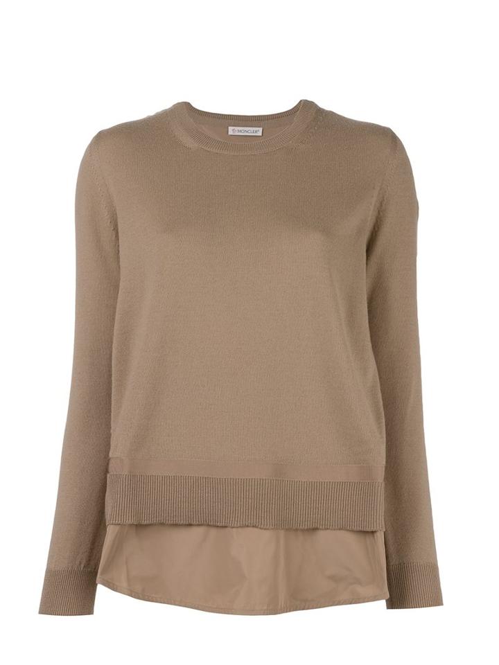 Moncler Layered Effect Knit Sweater, Women's, Size: Small, Nude/neutrals, Polyester/virgin Wool