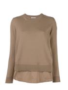 Moncler Layered Effect Knit Sweater, Women's, Size: Small, Nude/neutrals, Polyester/virgin Wool