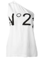 No21 Asymmetric Logo Tank, Women's, Size: 38, White, Cotton/acetate/silk