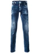 Dsquared2 - Distressed Slim-fit Jeans - Men - Cotton/leather/polyester/spandex/elastane - 44, Blue, Cotton/leather/polyester/spandex/elastane