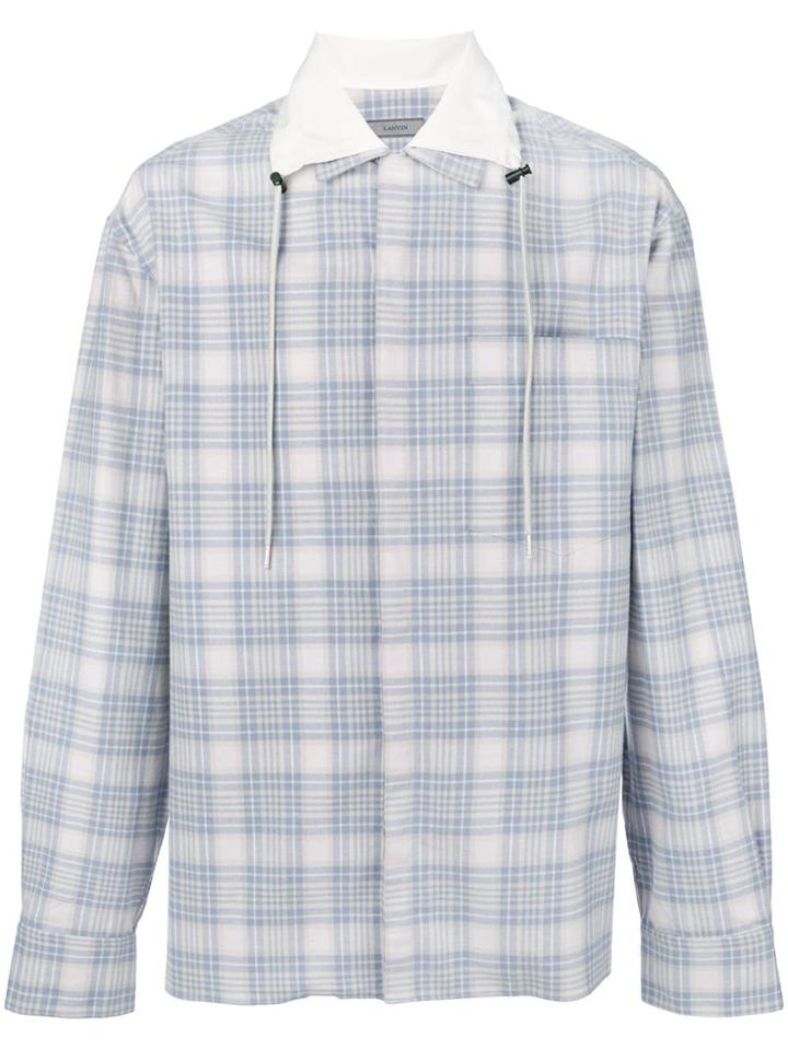 Lanvin Drawstring Collar Plaid Shirt - Blue