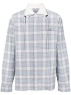 Lanvin Drawstring Collar Plaid Shirt - Blue