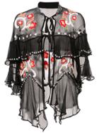 Anna Sui Poppies Embroidered Chiffon Jacket - Black