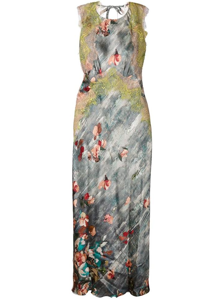 Alberta Ferretti - Lace Detail Floral Print Dress - Women - Silk/polyamide/rayon - 38, Silk/polyamide/rayon
