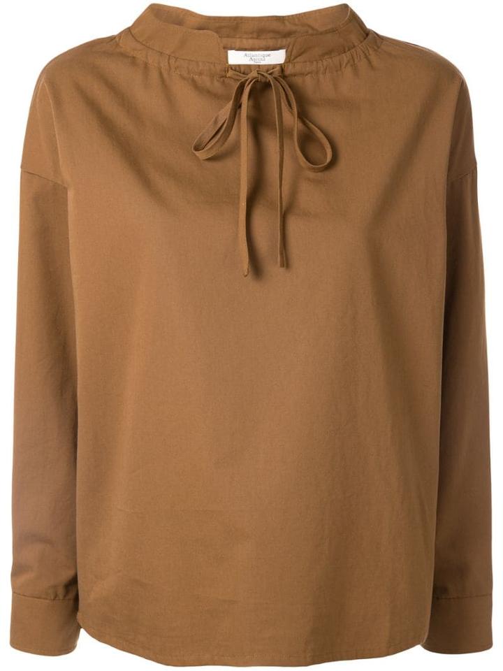 Atlantique Ascoli Oversized Tie-neck Blouse - Brown