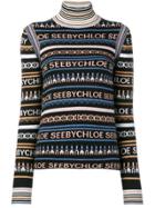 See By Chloé Logo Roll Neck Jumper - Black