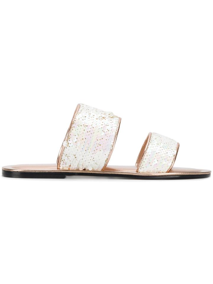 Pollini Sequin Embellished Sandals - White
