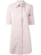 Mm6 Maison Margiela - Studded Collar Shirt Dress - Women - Cotton - 38, Pink/purple, Cotton