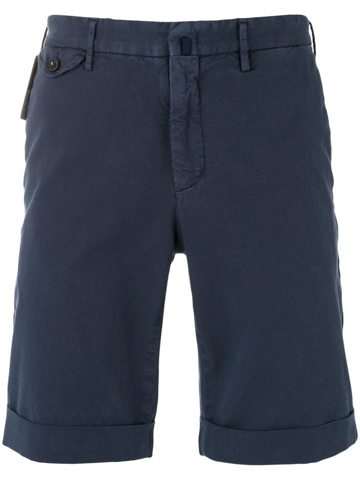 Incotex Chino Shorts, Men's, Size: 48, Blue, Cotton/spandex/elastane