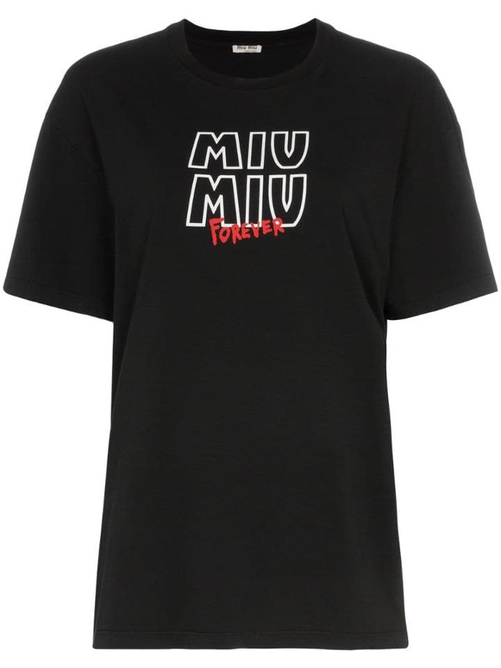 Miu Miu Tour Logo-embroidered T-shirt - Black