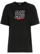 Miu Miu Tour Logo-embroidered T-shirt - Black