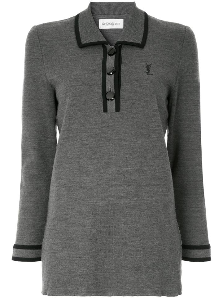 Yves Saint Laurent Vintage Polo Collar Jumper - Grey
