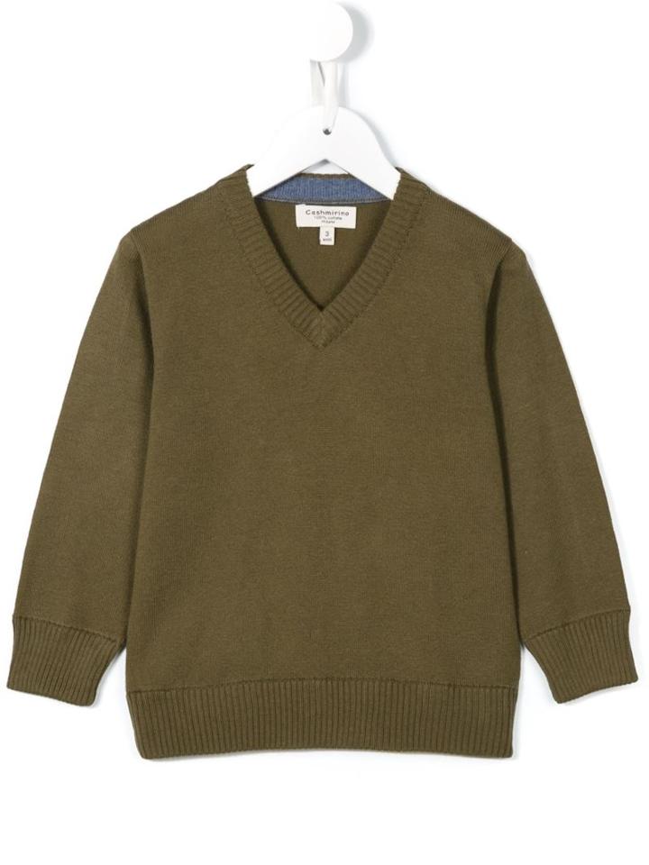Cashmirino V-neck Jumper, Toddler Boy's, Size: 3 Yrs, Green