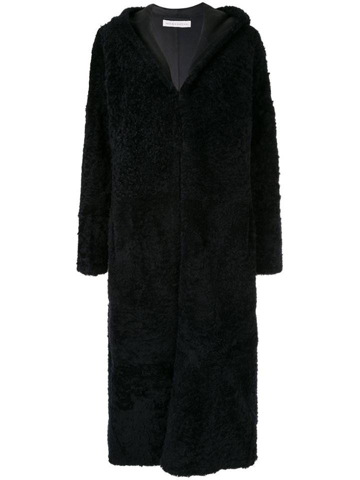 Inès & Maréchal Elton Long Hooded Coat - Black
