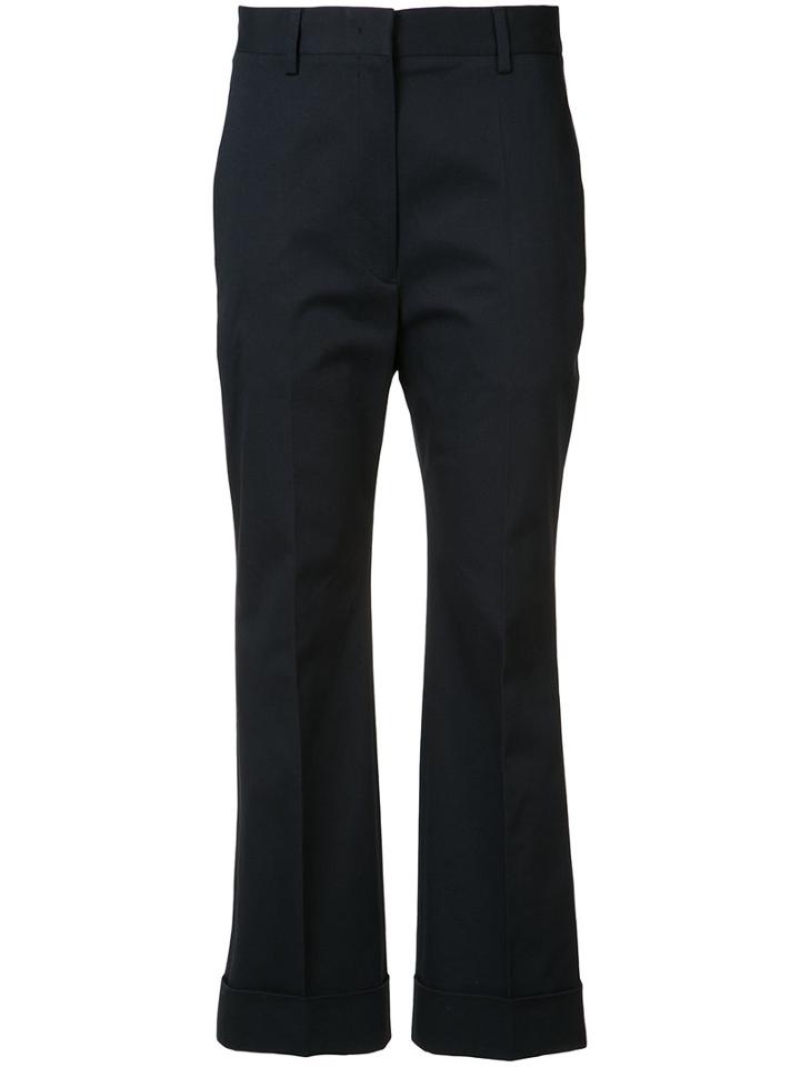 Jil Sander Cropped Tailored Trousers, Women's, Size: 34, Blue, Cotton/spandex/elastane