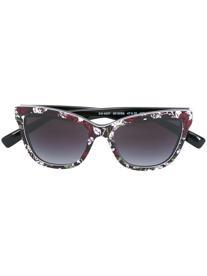 Dolce & Gabbana Kids Floral Print Sunglasses, Girl's, Black