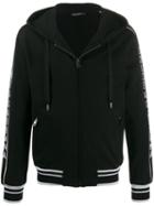 Dolce & Gabbana Piped Logo Sleeve Zip Hoodie - Black