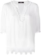 Steffen Schraut Pompom Trim Blouse, Women's, Size: 38, White, Modal