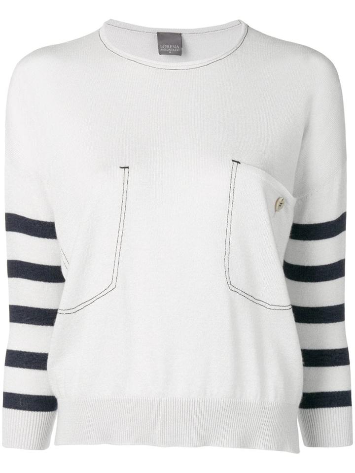 Lorena Antoniazzi Striped Sleeves Sweater - White