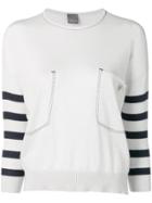 Lorena Antoniazzi Striped Sleeves Sweater - White