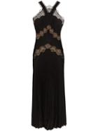 Fendi Lace Insert Pleated Gown - Black