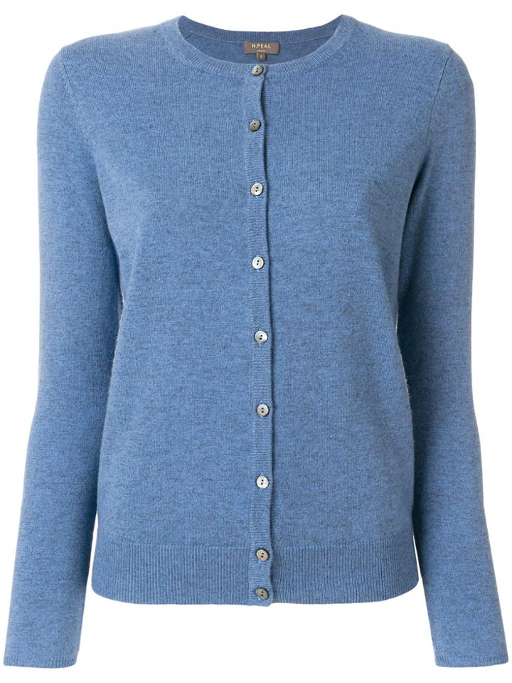 N.peal Round Neck Cardigan - Blue