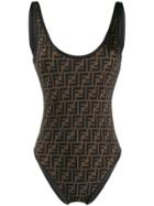 Fendi Monogram-print Reversible Swimsuit - Black
